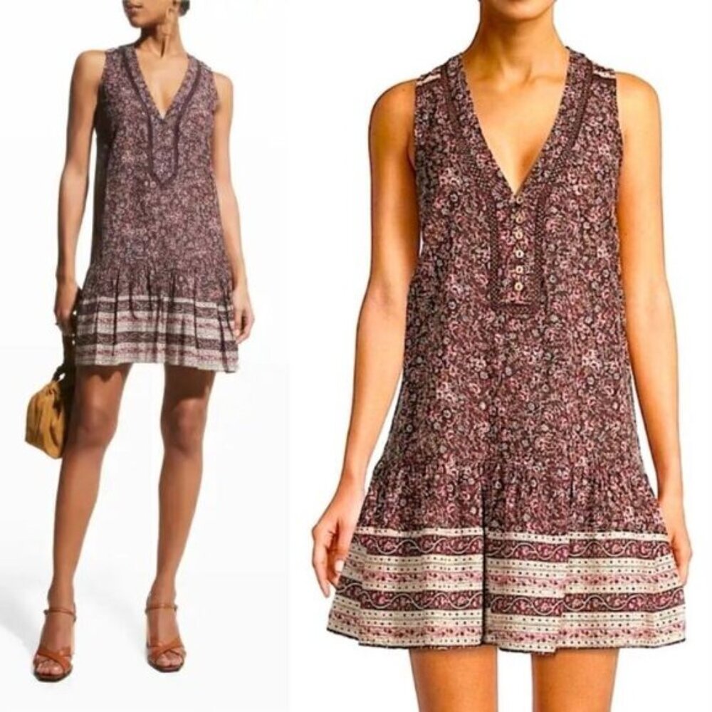 Veronica Beard Leanna Mini Purple Dress Floral Size M